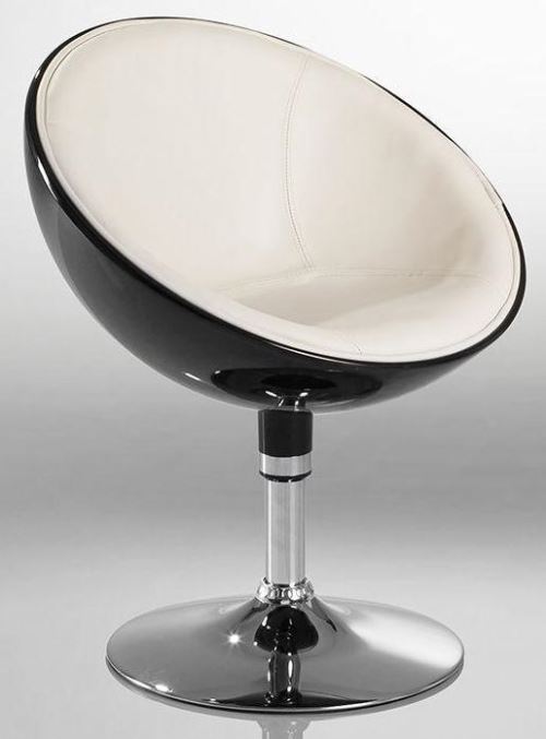Fauteuil siège chaise design lounge pivotant noir/beige