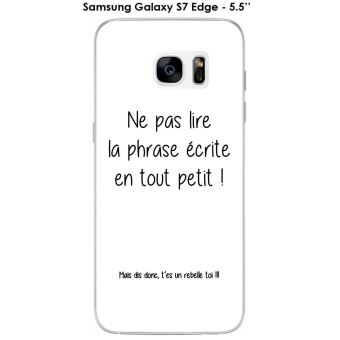 Coque Samsung Galaxy S7 Edge design Citation Rebelle Texte noir fond blanc