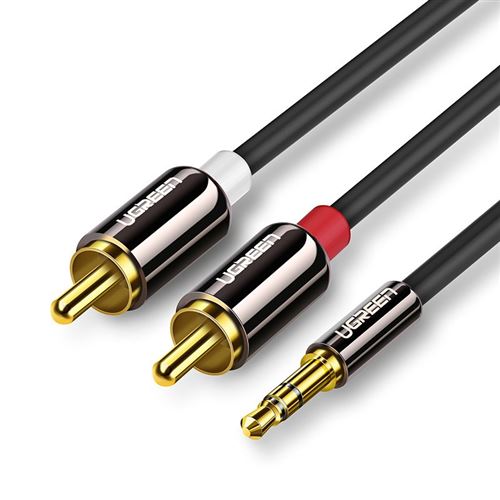 âble RCA Jack Audio Stéréo 3.5mm Mâle vers 2 RCA Mâle, plaqué or, 3m