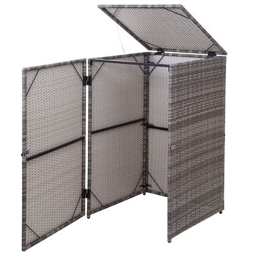 Enveloppement pour poubelle HWC-E25, box pour poubelles, revêtement, polyrotin 2x120l ~ gris