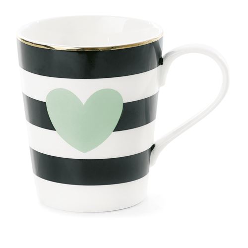 Mug avec poignée à Rayures et Cur - Vert