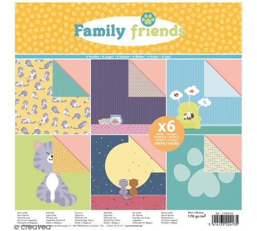 Papier scrapbooking Artemio Family friends - Chats - 30,5 x 30,5 cm - 6 feuilles