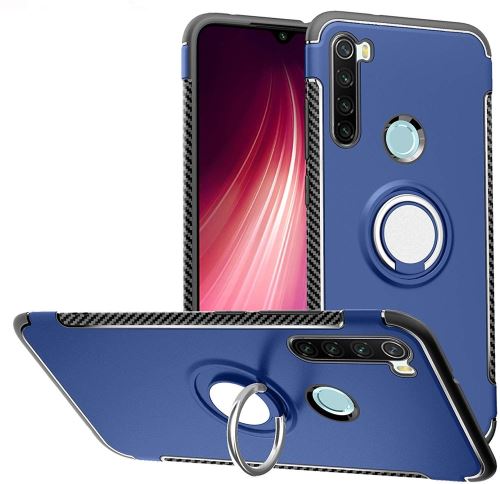 Coque Pour Xiaomi Redmi Note 8 Pro Finger Bleu Avec Film Verre Trempé Housse Etui Magnétique Rotatif Tpu PC hfs-house®