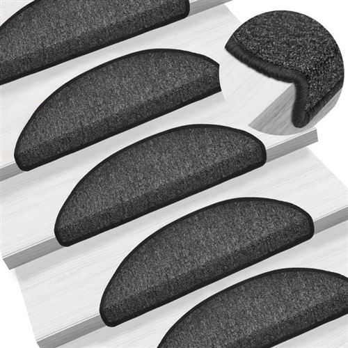 VIDAXL Tapis D'escalier 15 Pcs Anthracite 56x17x3 Cm