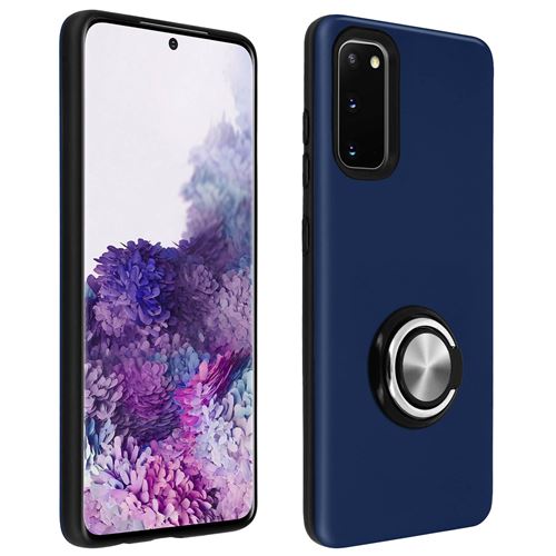 Avizar Coque Pour Galaxy S20 Antichoc Bague Maintien Support Vidéo Bords Surélevés Bleu Nuit