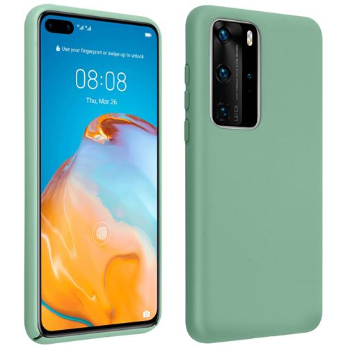 Coque Pour Huawei P40 Pro Semi-rigide Soft Touch Mat Compatible Qi Vert Émeraude