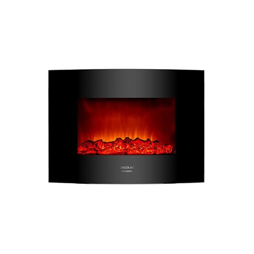 Cheminée murale électrique décorative Cecotec Warm 2200 Curved Flames 2000W Noir