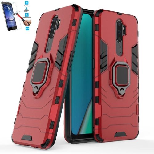 Coque Oppo A9 2020 Anti Choc Rouge Avec Film Verre Trempé Housse Etui Antichoc Armor Avec Support Magnétique hfs-house®