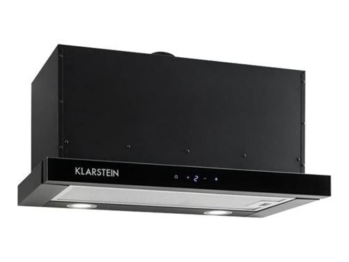 Klarstein Vinea Hotte Murale Escamotable Plate 60Cm - Jusqu'À 610M³/H - Eclairage Halogène- Classe A - Noir