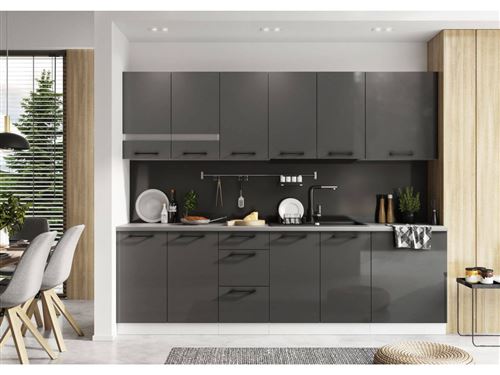 BOBOCHIC Cuisine complète SIERRA 260 cm Gris brillant