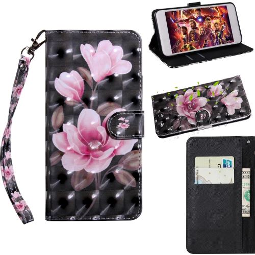 Etui en PU porte-décor d'impression à motifs pour décor par points lumineux fleur rose pour votre Samsung Galaxy A70