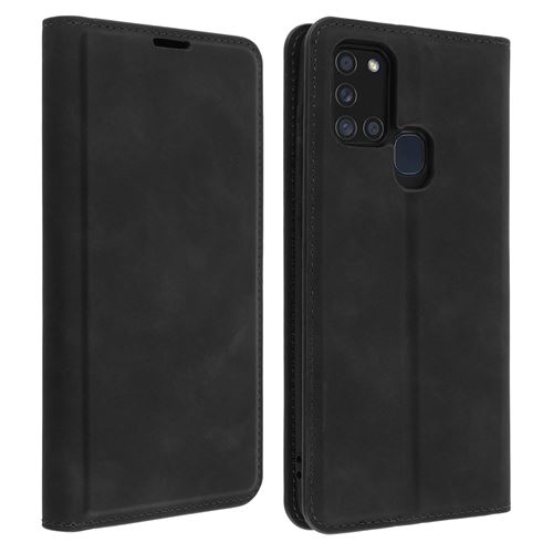 Avizar Housse pour Samsung Galaxy A21s Soft Touch Porte-carte Fonction Support Noir