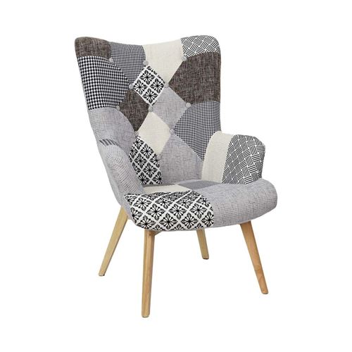 The Home Deco Factory Gris Fauteuil Assise En Tissu Patchwork Helsinki