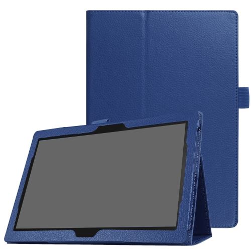 Etui en PU texture de litchis stand universel tabletbleu sombre pour votre Lenovo Tab 4 10 Plus