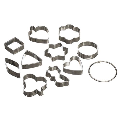 Lot de 10 Emporte-Pièces Inox Multiforme 11cm Argent