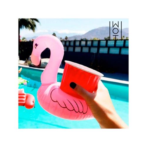 Support Gonflable pour Canettes de Boisson Flamant Rose Wagon Trend