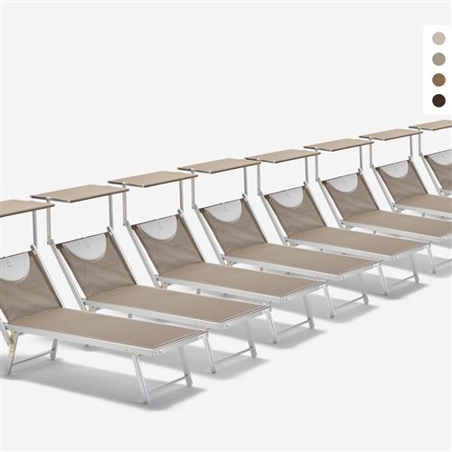 Bain de soleil transats piscine aluminium lits de plage Santorini Limited Edition 20 pcs, Couleur: Cappuccino - Beige Santorini