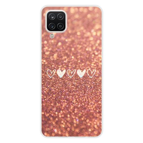 Coque en silicone imprimée compatible Samsung Galaxy M22 Galaxy M32 Paillettes coeur