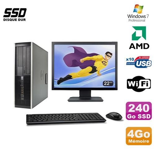 Pc hp compaq 6005 pro sff amd 3ghz 4go 240go ssd graveur wifi w7 pro 22' État correct - Hewlett-Packard reconditionné disponible sur Fnac