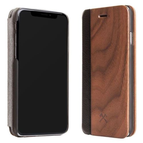 Housse pour iPhone Xr en bois véritable Noyer Woodcessories EcoFlip