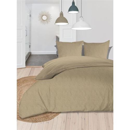 SOLEIL dOCRE Parure de couette Boheme - Microfibre lavee - 220x240 cm - Lin