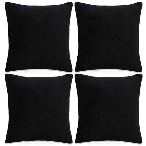 vidaXL Housse de coussin 4 pcs Velours 40 x 40 cm Noir