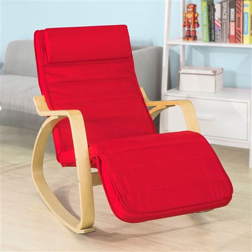 SoBuy® FST16-R Rocking Chair, Fauteuil à bascule avec repose-pieds Fauteuil berçante