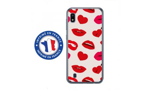 Coque souple pour Samsung Galaxy A10 avec impression Motifs lèvres et coeurs rouges