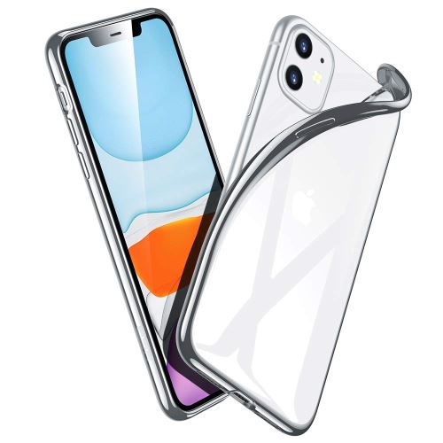 Coque pour Apple iPhone 11 - Etui Gel TPU Silicone Transparent Contour Couleur Brillant ARGENT Protection Souple Ultra Mince Phonillico®