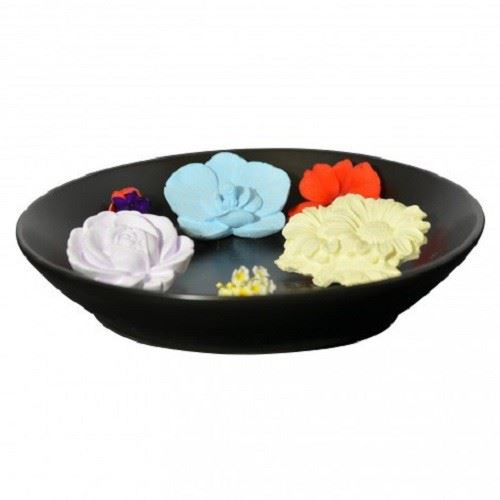 Diffuseur Plâtre à Parfumer Floral et Soucoupe ronde
