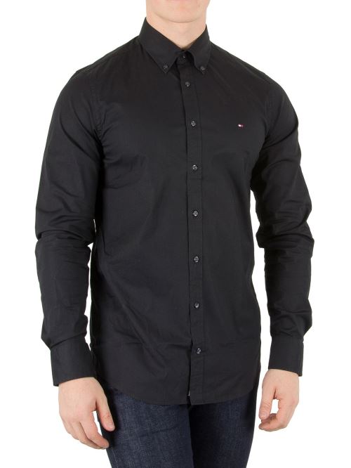 Tommy Hilfiger Homme Slim Fit Poplin Longsleeved Logo Shirt, Noir