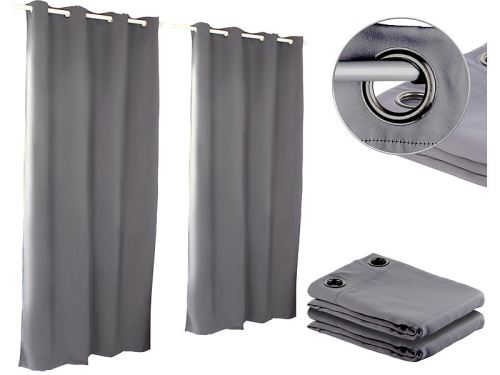 Rideau occultant 145 x 245 cm avec œillets 4 cm - coloris gris - x2