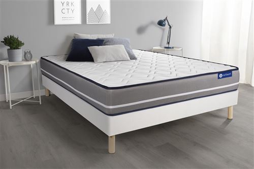 Non Communiqué Blanc Ensemble Matelas À Mémoire Actimemo Pur 140X200cm 3Zones De Confort + Sommier Kit