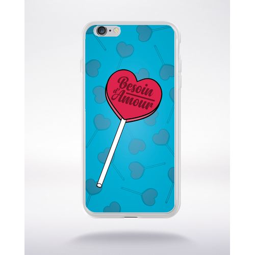 Coque Besoin Damour Fond Bleu Compatible Iphone 6 Transparent