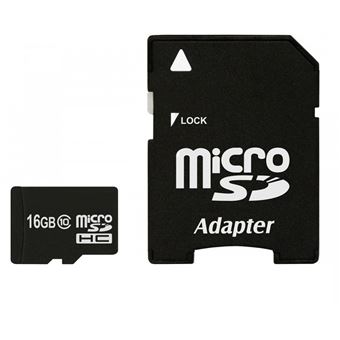 Carte mémoire Micro-SD 16Go classe 10 + Adaptateur SD imro Card Noir - 1