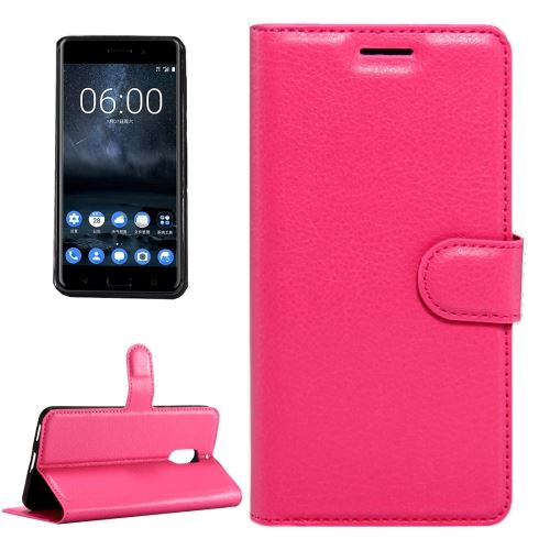 Nokia 6 Housse Etui Cuir PU Texture Litchi Magenta ALS54512