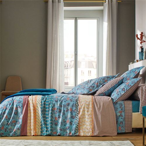 Drap percale Decorum BLANC DES VOSGES, c éladon - - 280 x 320 cm