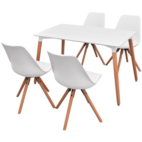 vidaXL Ensemble de table et de chaises 5 pièces Blanc