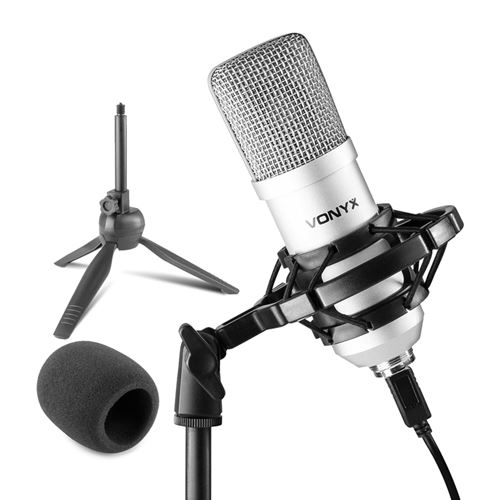 Non Communiqué Gris Vonyx Cm300s - Microphone Streaming Avec Trépied - Titane