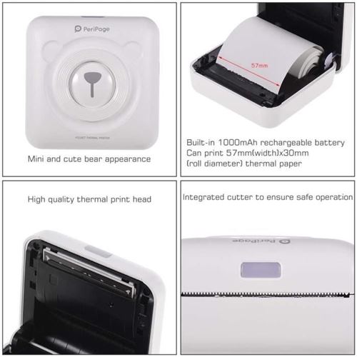 19€93 sur Imprimante thermique Peripage portable sans fil Bluetooth 58 mm  avec 9 rouleaux de papier d'impression -rouge - Imprimante Photo - Achat &  prix