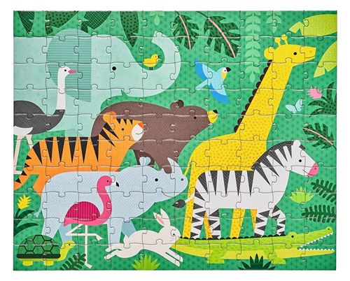 Petit Collage puzzle animaux à deux faces 100 pièces