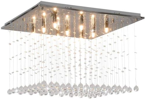 vidaXL Plafondlamp met kristallen kralen kubus G9 zilverkleurig