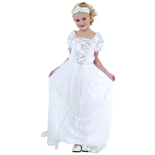 Costume princesse rire et confetti blanc taille 9 à 11 ans