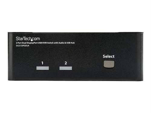 StarTech.com Commutateur KVM 2 ports DisplayPort, USB et audio - Switch KVM - 2560 x 1600 - Commutateur écran-clavier-souris/audio - 2 x KVM / audio - 1 utilisateur local - de bureau - pour P/N: IM12D1500P, SVA12M2NEUA, SVA12M5NA