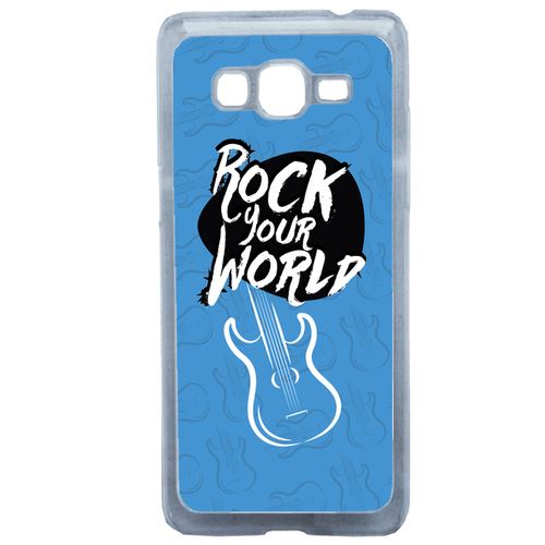 Coque Rock Your World Fond Bleu Compatible Samsung Grand Prime Transparent