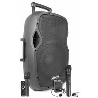 Vonyx AP1200PA Enceinte Sono portable 600W - subwoofer 12 - Bluetooth MP3 USB SD AUX + 3 micros - 1