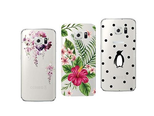 3 coques Compatibles Samsung Galaxy S6 EDGE gel souple solide résistant Anti Choc avec Impression de qualité (Pack#1)