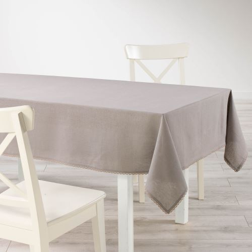 Nappe rectangle 140 x 240 cm coton uni+dentelle femina Taupe