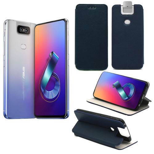 Housse Asus Zenfone 6 ZS630KL bleue - Etui Coque Asus Zenfone 6 ZS630KL Protection antichoc à rabat Smartphone 2019 - Accessoires Pochette Case XEPTIO