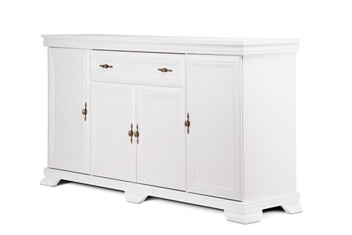 IMPERIO | Commode buffet style classique salon/séjour/chambre | 168x97x46 cm | 1 tiroir + 4 portes | Meuble de rangement | Blanc